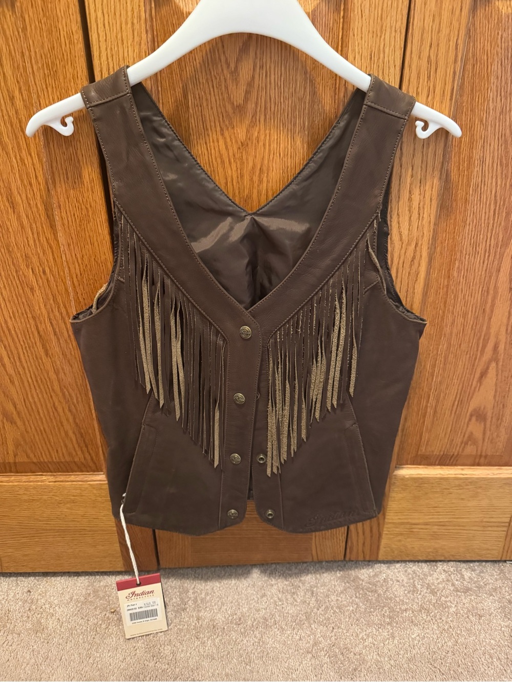 Indian Motorcycle Brown Fringe Leather Vest NWT
